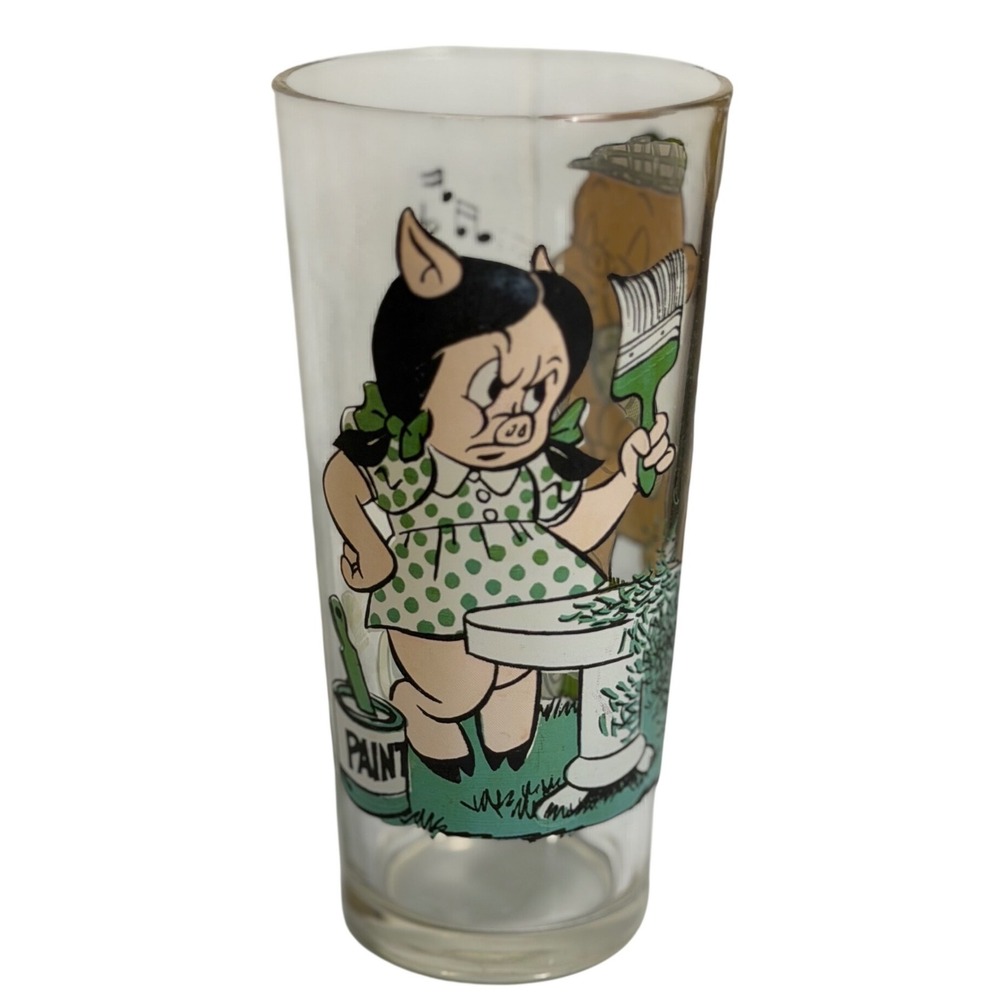 VTG Pepsi Collector Series Glass Looney Tunes Porky Petunia Pig 1973 Promo Glass